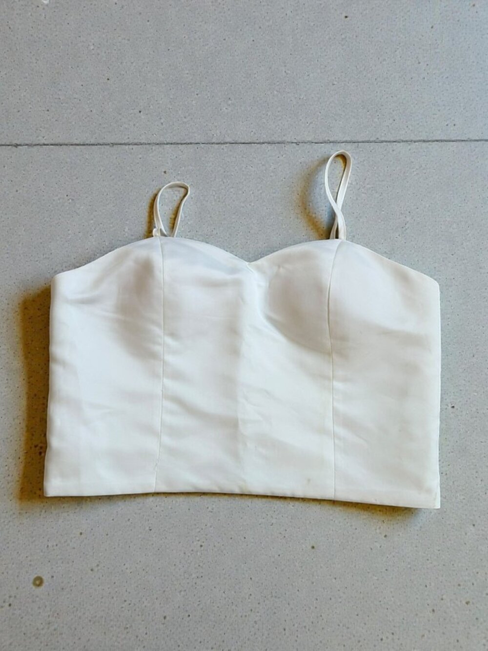 GRACIA White Satin Crop Dress Tank Top Size Large